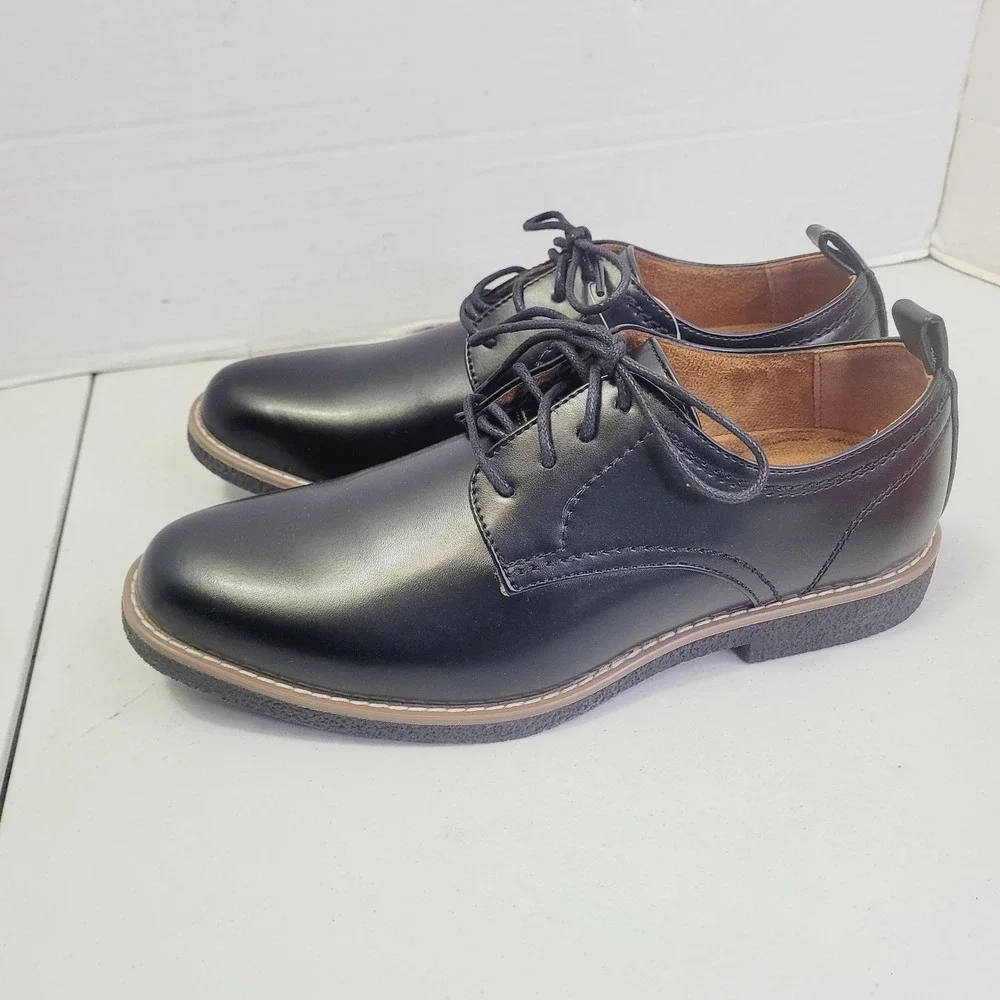 Deer Stags Boys Zander Dress Shoes 5.5Y Black Lace Up Memory Foam Oxford